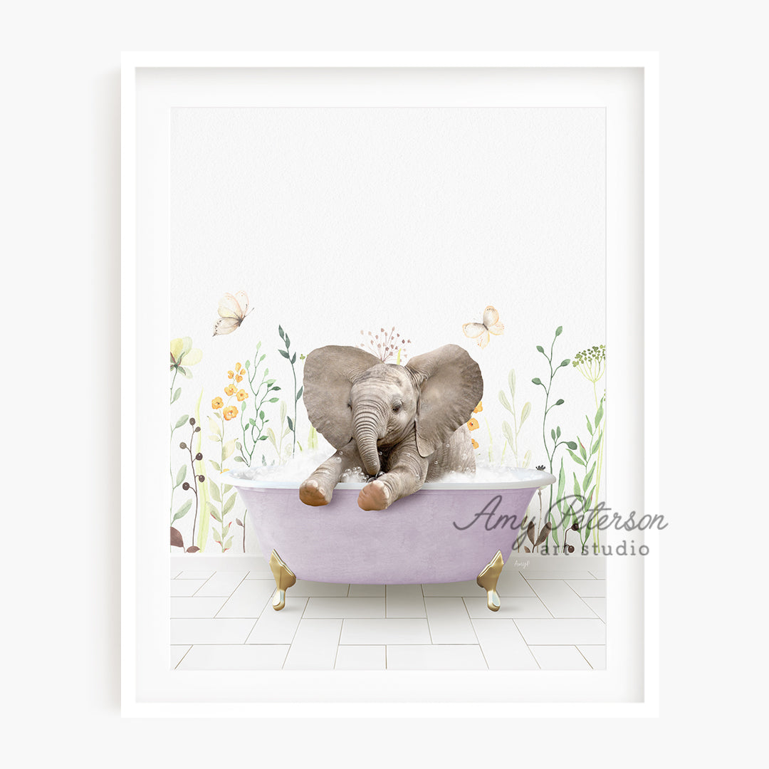 a picture of an elephant in a bathtub