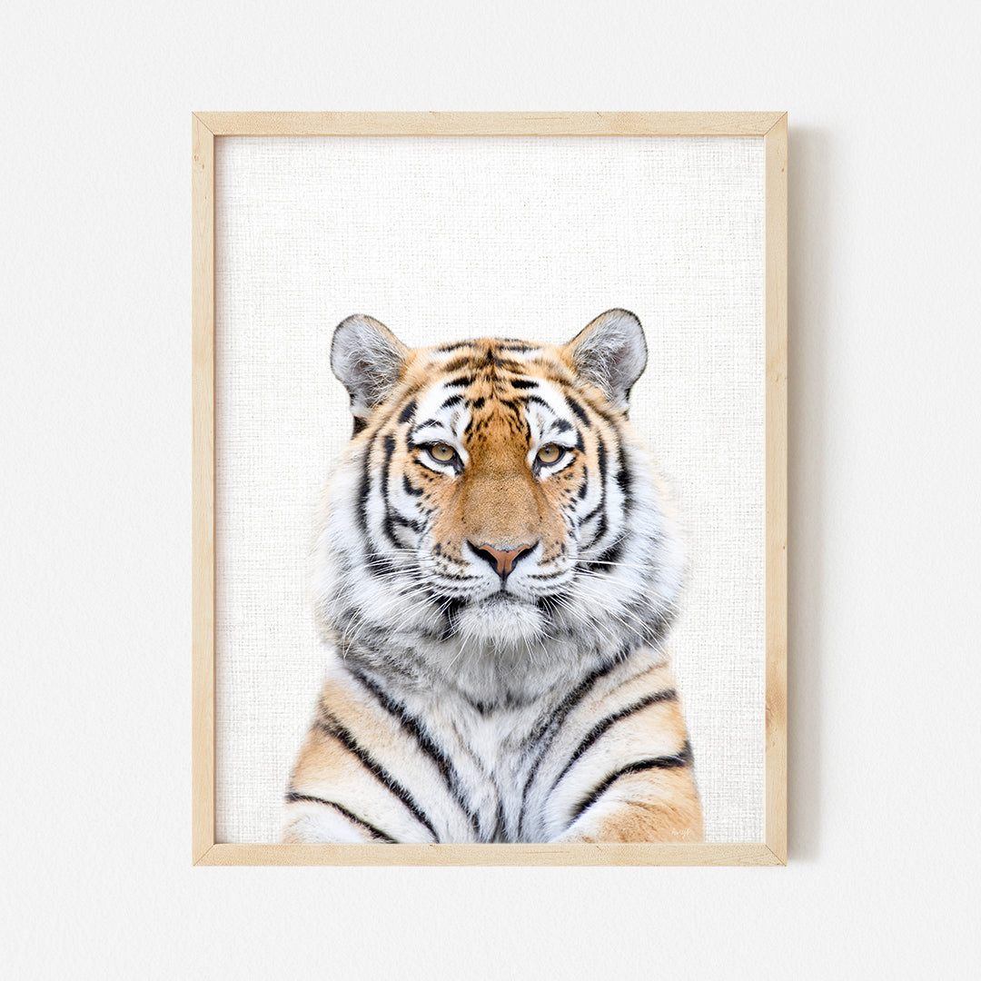 a picture of a tiger in a wooden frame