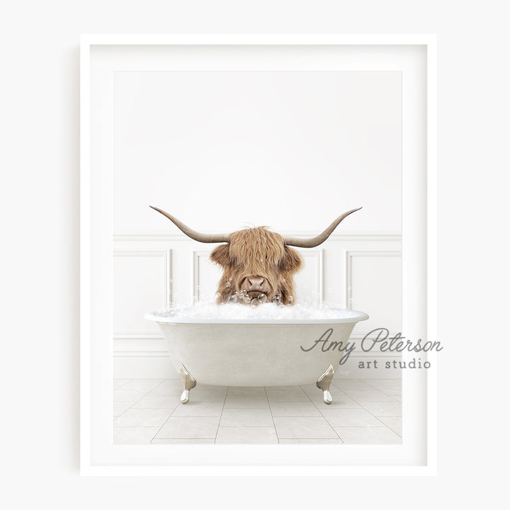 Highland Cow "Randall" in Modern Neutral Bath