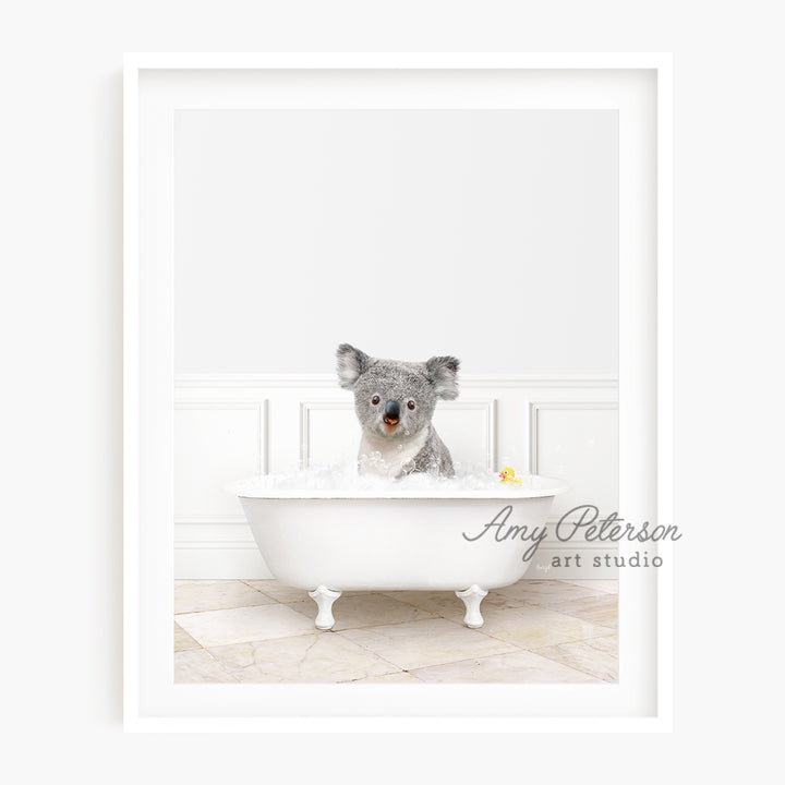 a picture of a koala in a bathtub