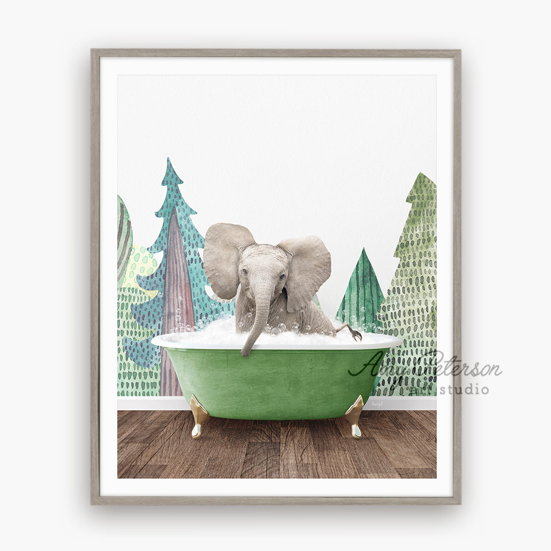 a picture of an elephant taking a bath