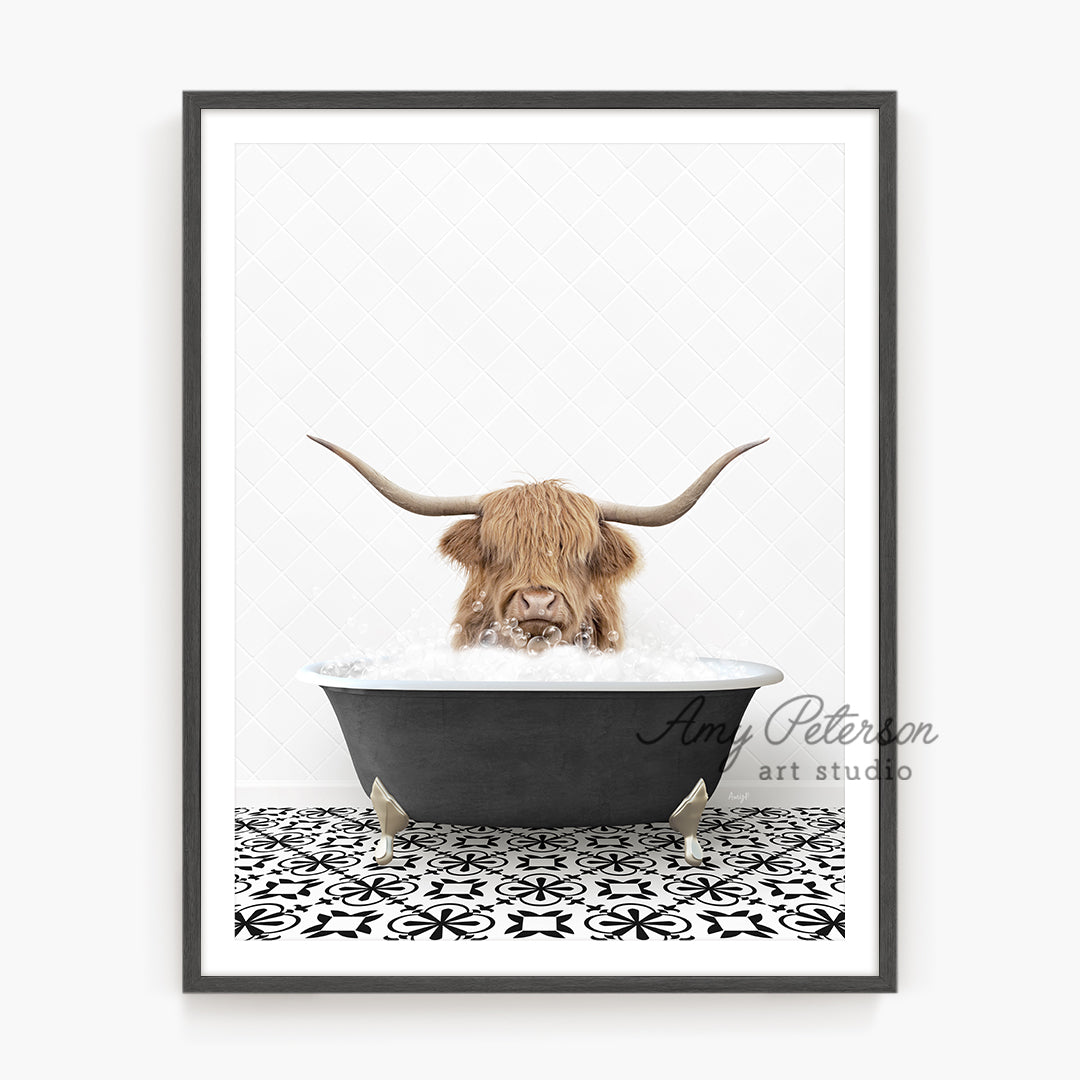 a picture of a bull in a bathtub