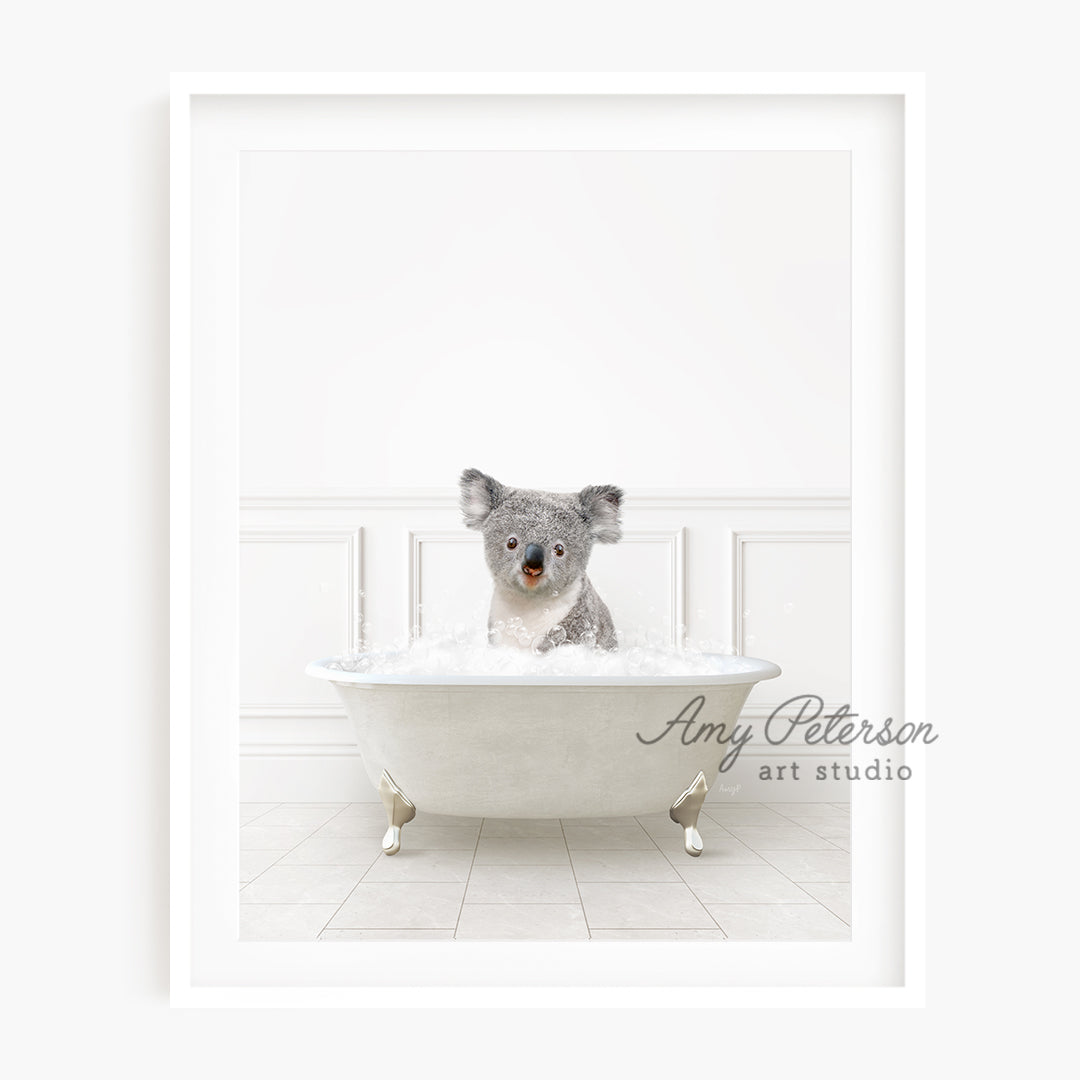 a picture of a koala in a bathtub