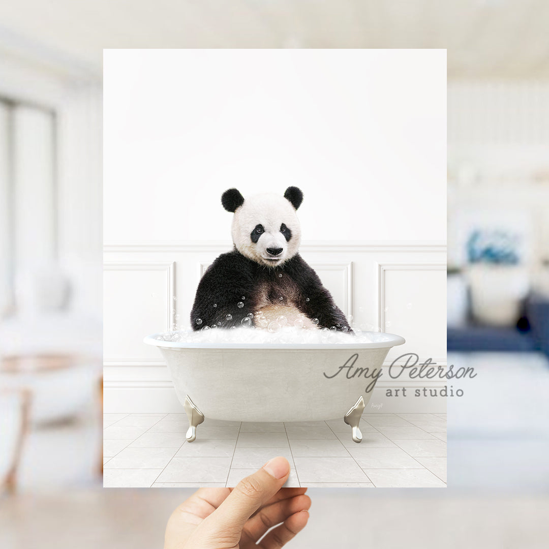 a person holding a polar bear in a bathtub