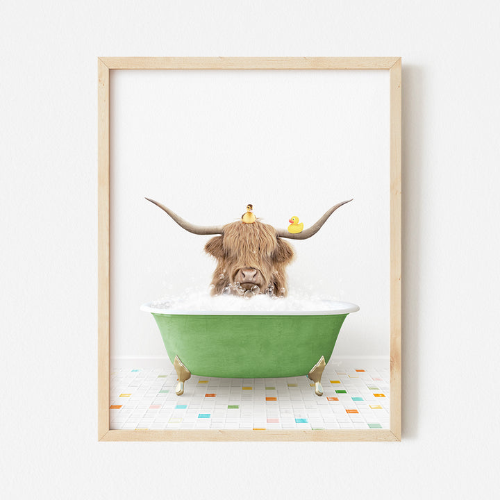 a picture of a bull in a bathtub