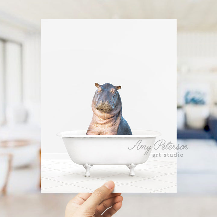 a hippopotamus in a bathtub with a white background