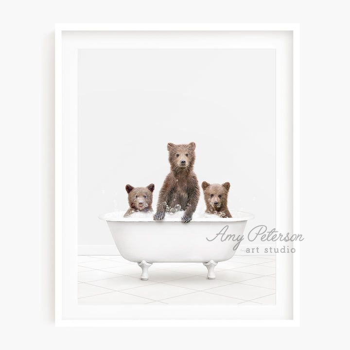 a picture of three bears in a bathtub