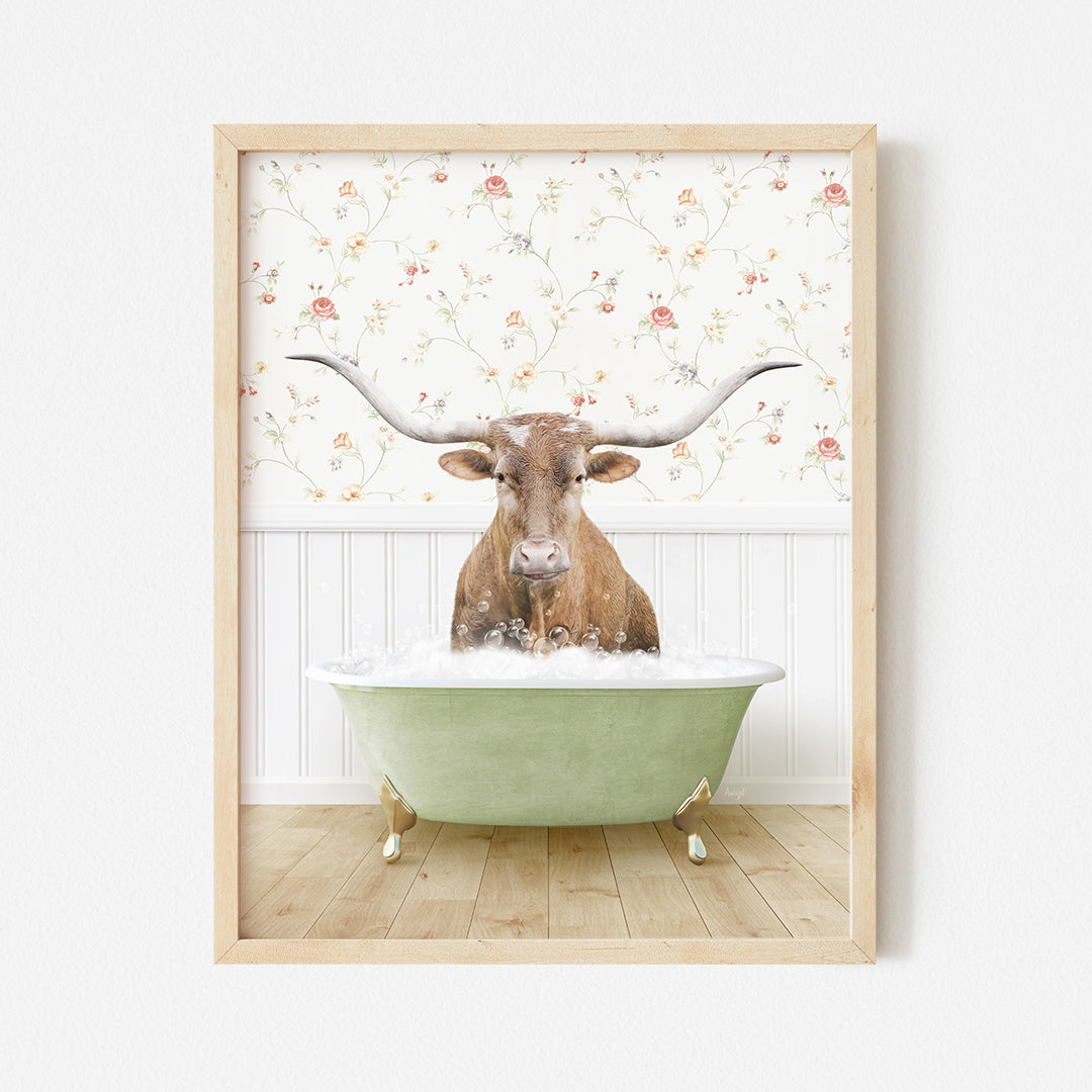 a picture of a cow sitting in a bathtub