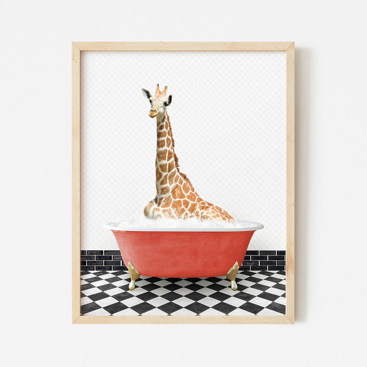 a picture of a giraffe in a bathtub