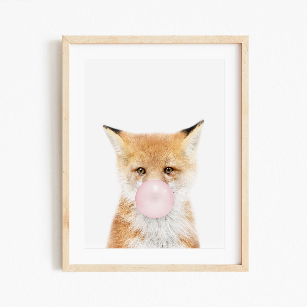 a picture of a fox with a bubble gum
