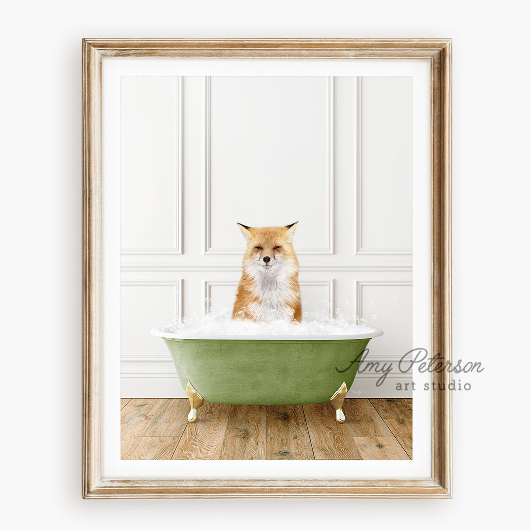 a picture of a fox in a bathtub