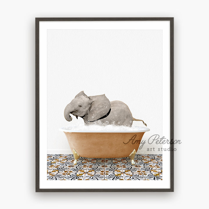 a picture of an elephant in a bathtub