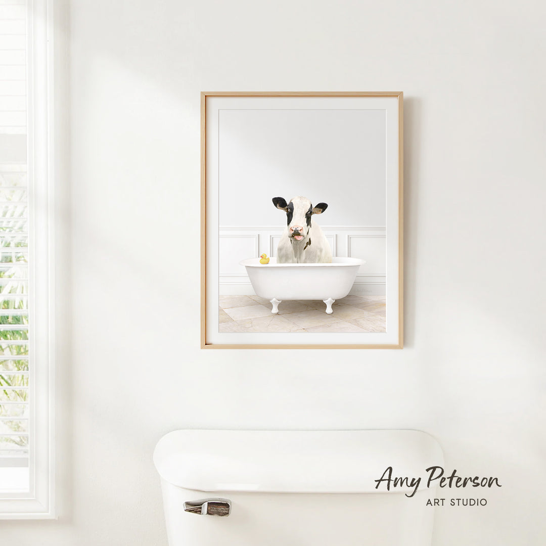 Holstein Cow in Modern Bath