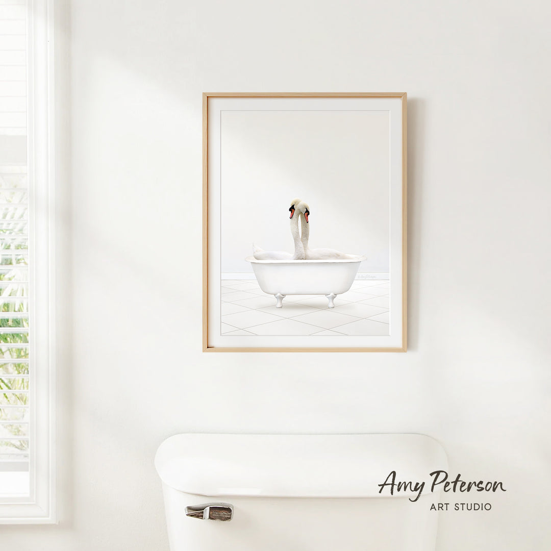 Two Swans Hugging in Neutral Bath