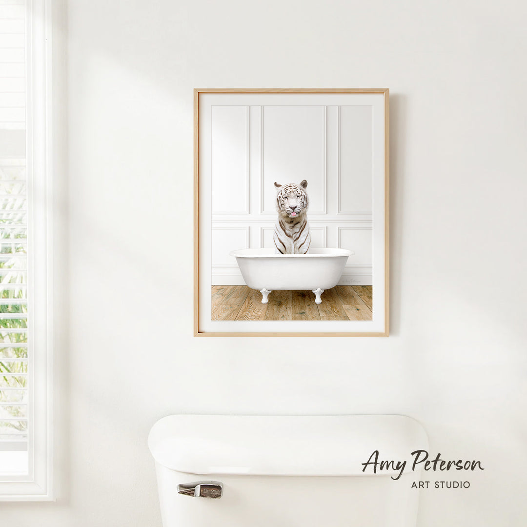 White Tiger in Traditional Panel Bath Style