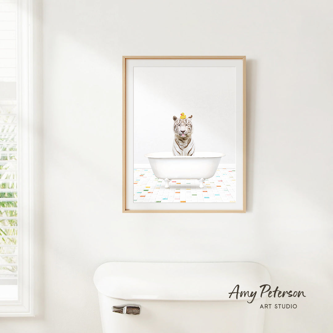 White Tiger - Chiclet Tile Bath