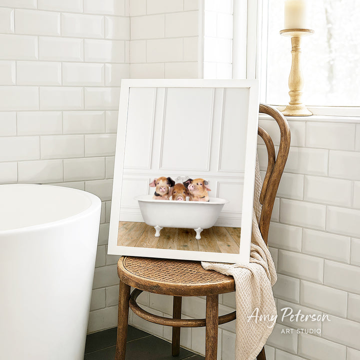 Three Little Pigs in Traditional Panel Bath Style