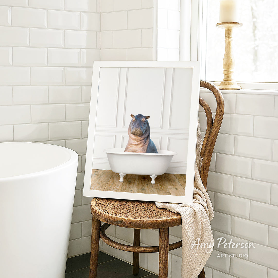 Baby Hippo in Traditional Panel Bath Style