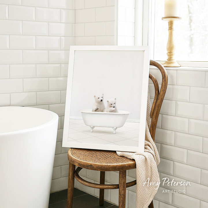 Polar Bear Cubs in Neutral Bath
