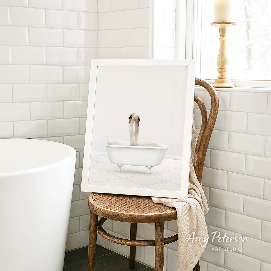 Two Swans Hugging in Neutral Bath