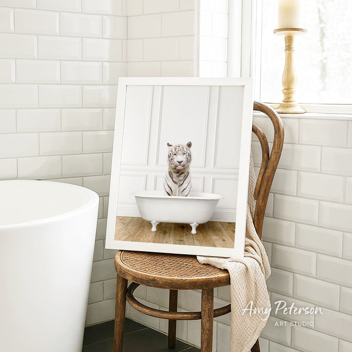White Tiger in Traditional Panel Bath Style