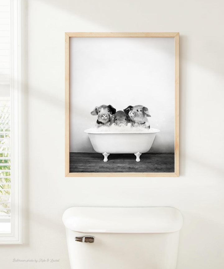 Three Little Pigs in Rustic Black and White
