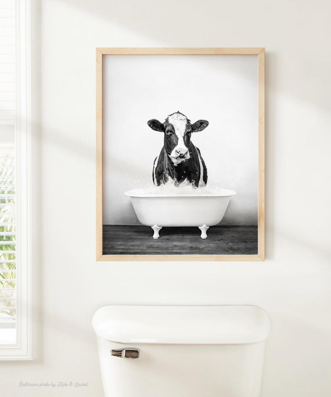 Black and White Cow in Rustic Black and White