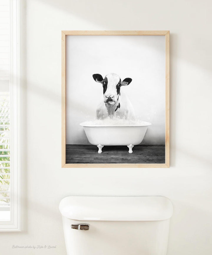 Holstein Cow in Rustic Black and White