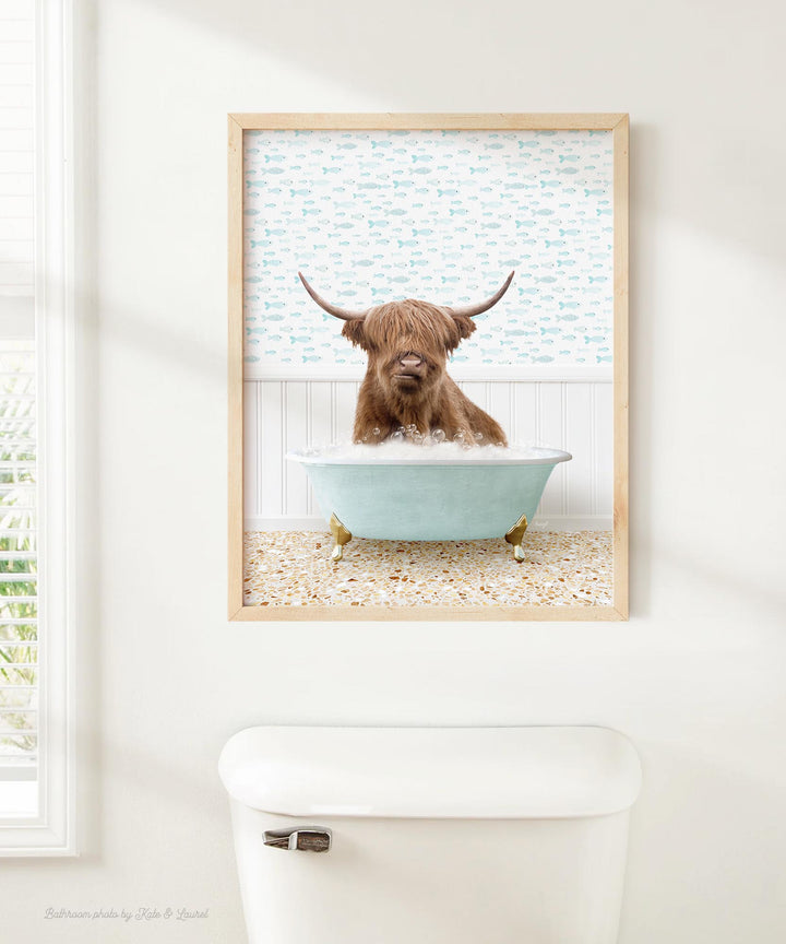 Highland Cow in Little Fish Bath