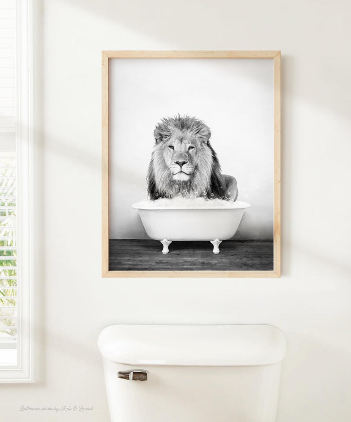 Male Lion in Rustic Black and White