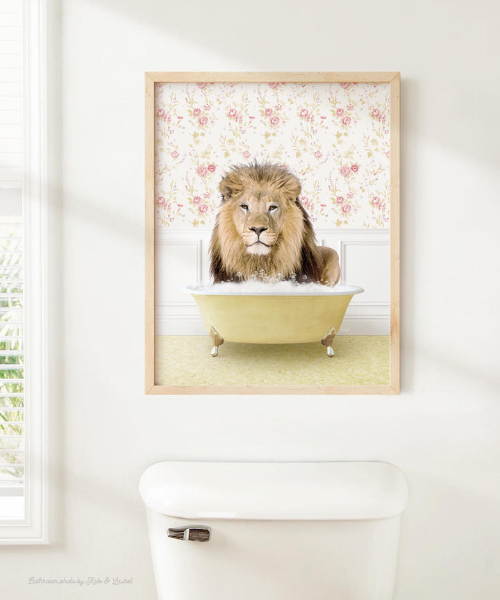 Male Lion in Vintage Yellow Bath