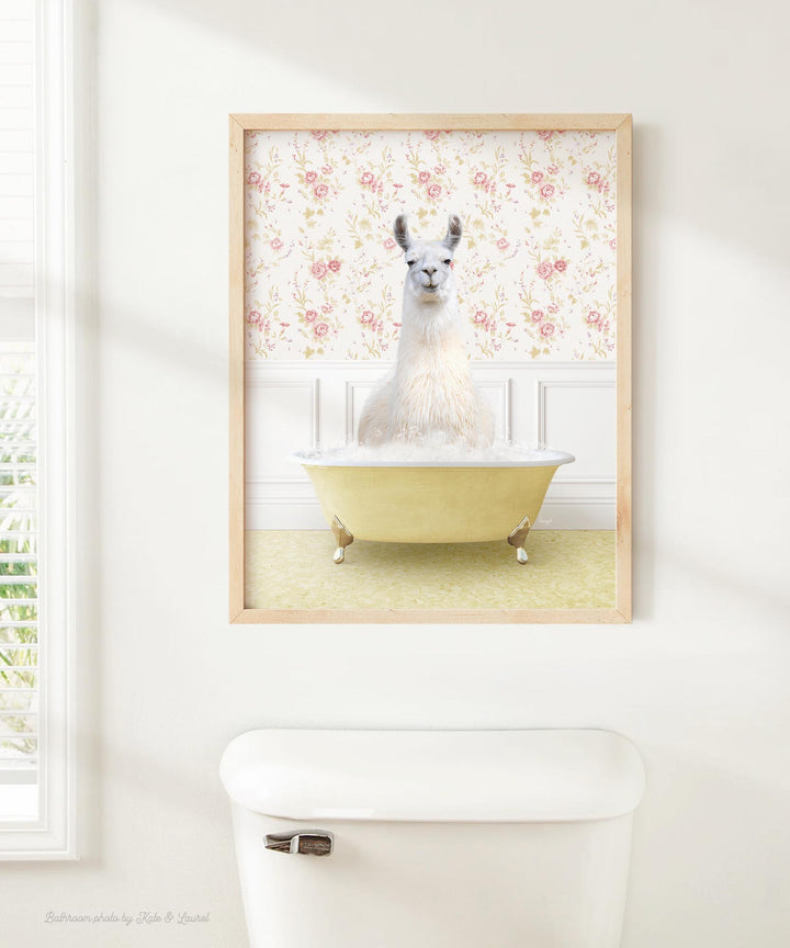 Llama in Vintage Yellow Bath