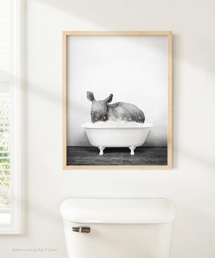 Baby Rhino in Rustic Black and White