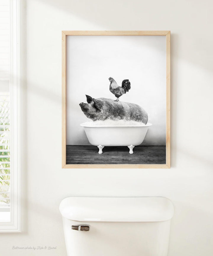 Farm Animals in Rustic Black and White