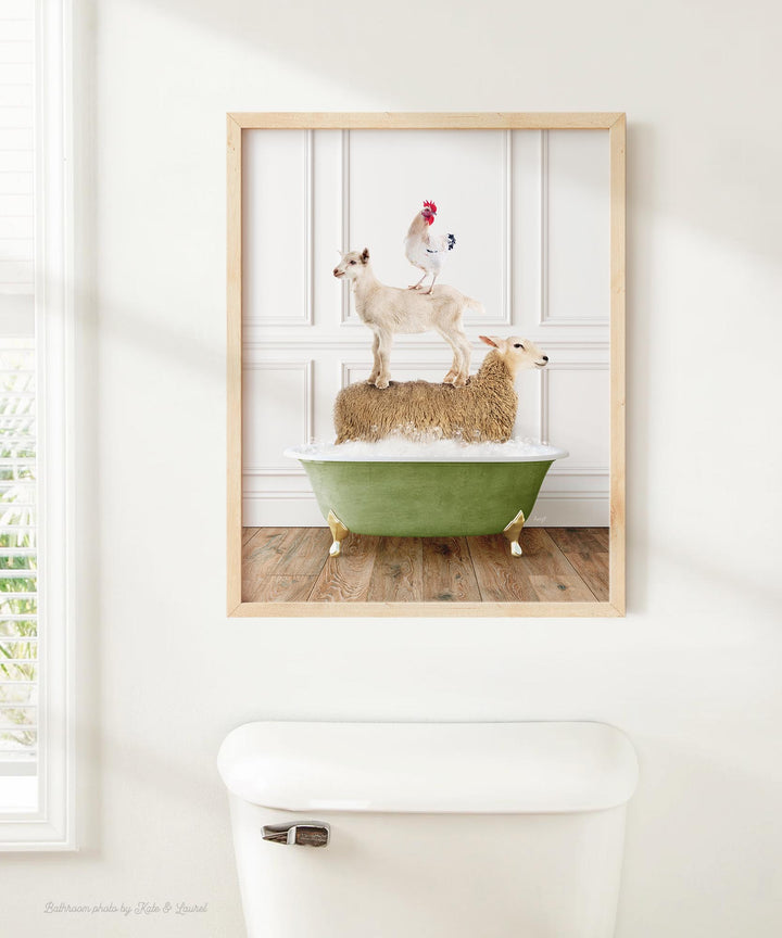 Stacked Farm Animals in Transitional Bath Style
