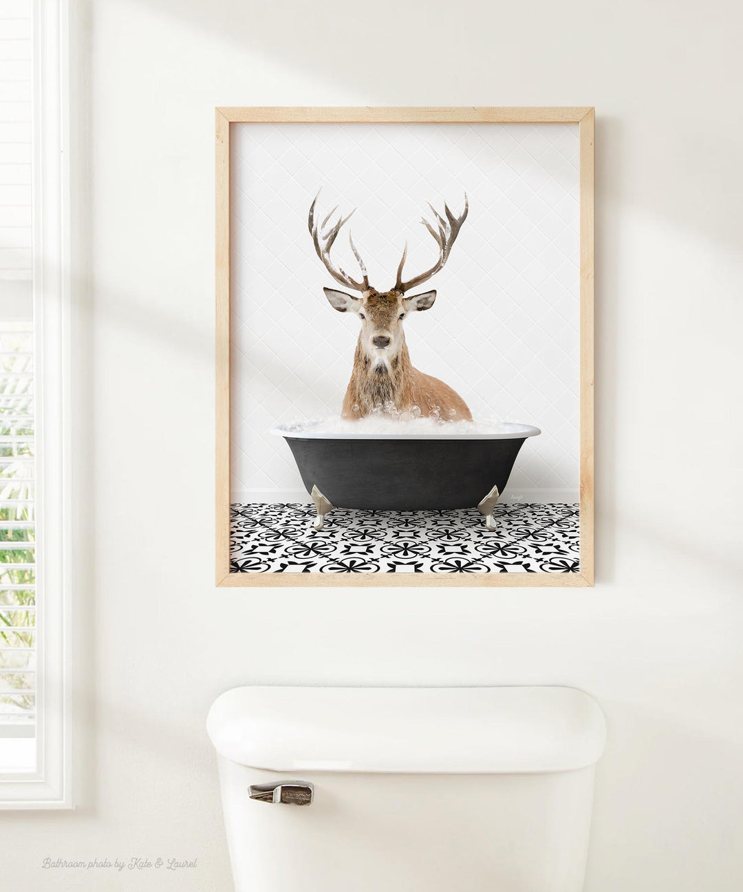 Male Deer in Stencil Black & White Bath