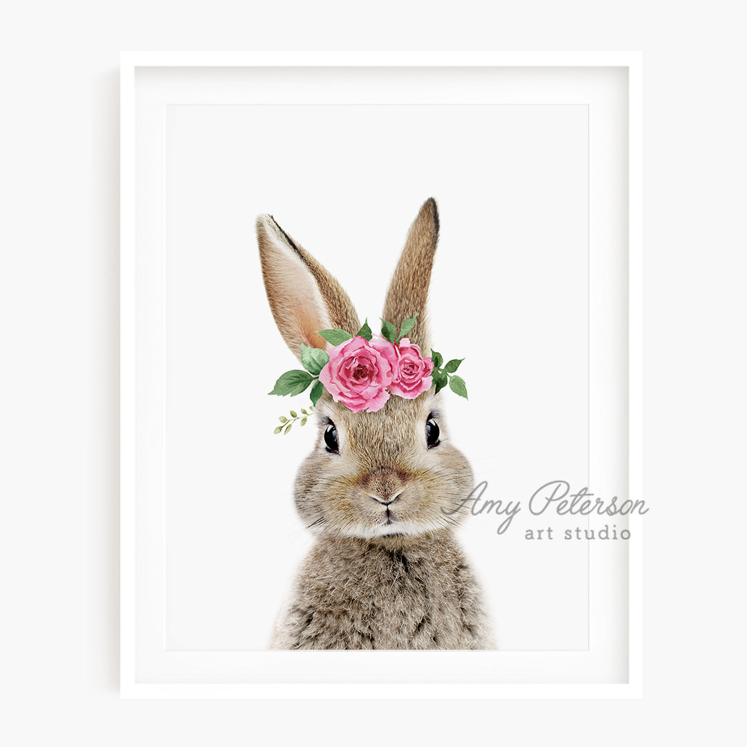 a picture of a rabbit wearing a flower crown