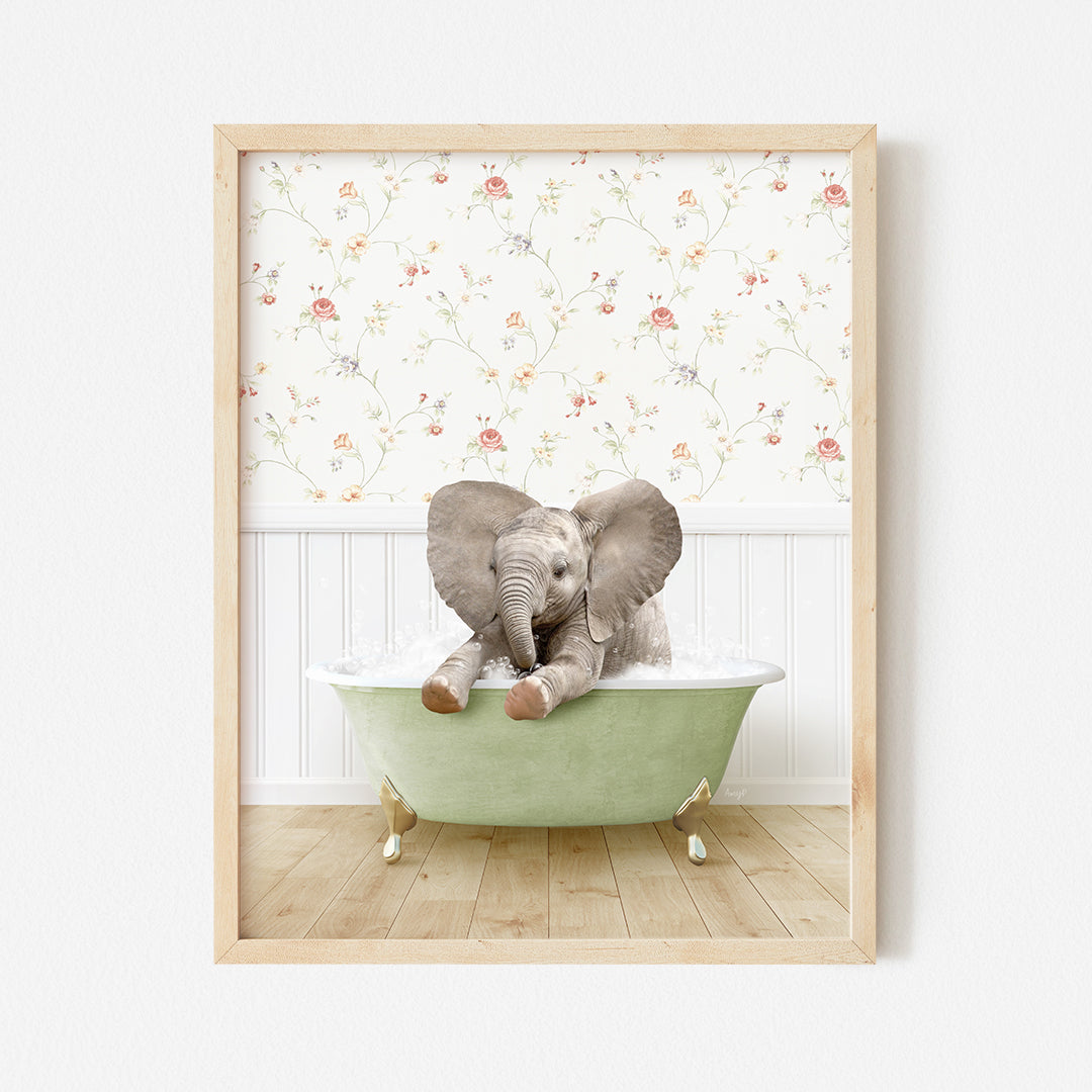 a picture of an elephant in a bathtub