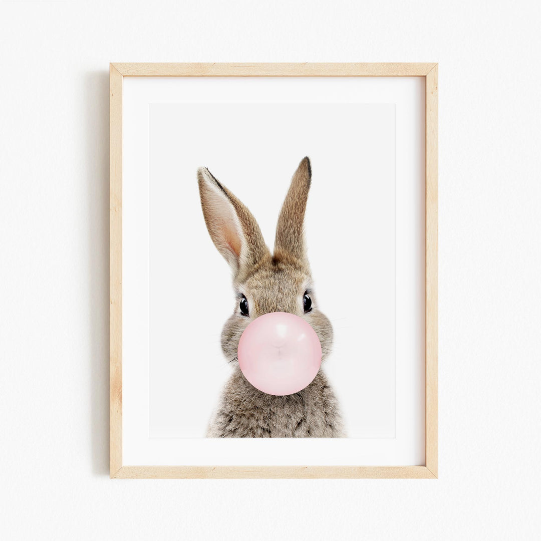 a picture of a bunny blowing a bubble