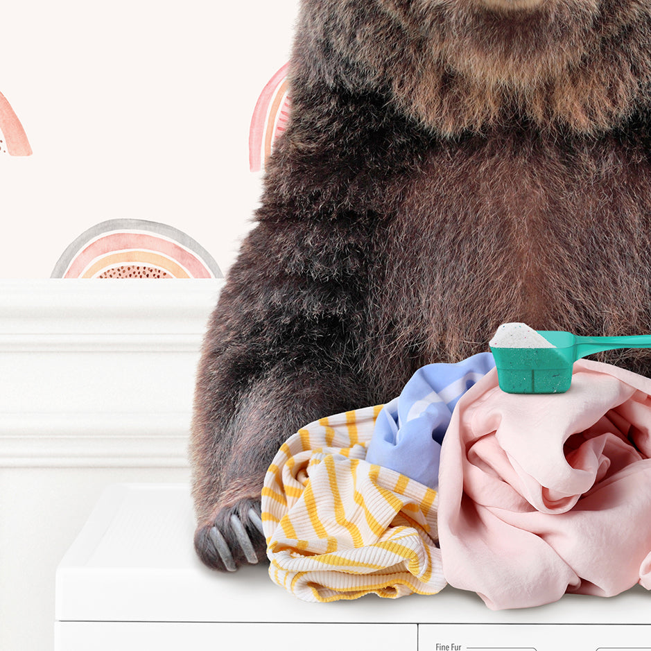 Bear and Hare Doing Laundry - Assorted Wallpapers