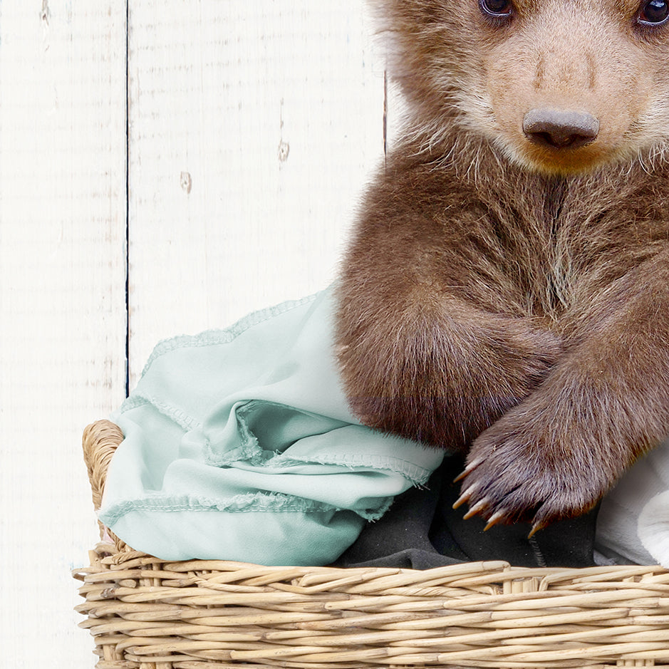 Baby Bear in Laundry Basket - Farmhouse Wall