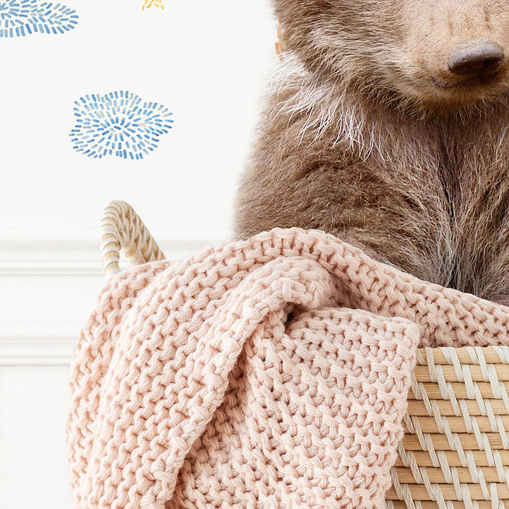 Bear Cub and Duckling in Laundry Basket - Assorted Wallpapers