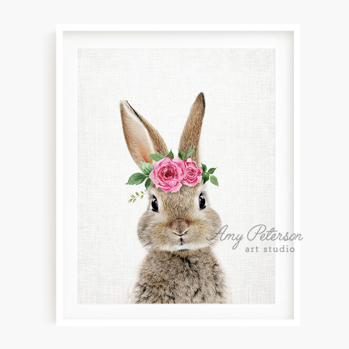 a picture of a rabbit wearing a flower crown