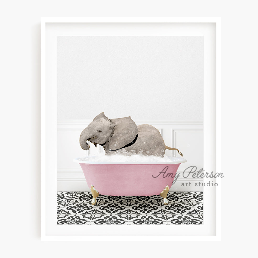 a picture of an elephant in a bathtub