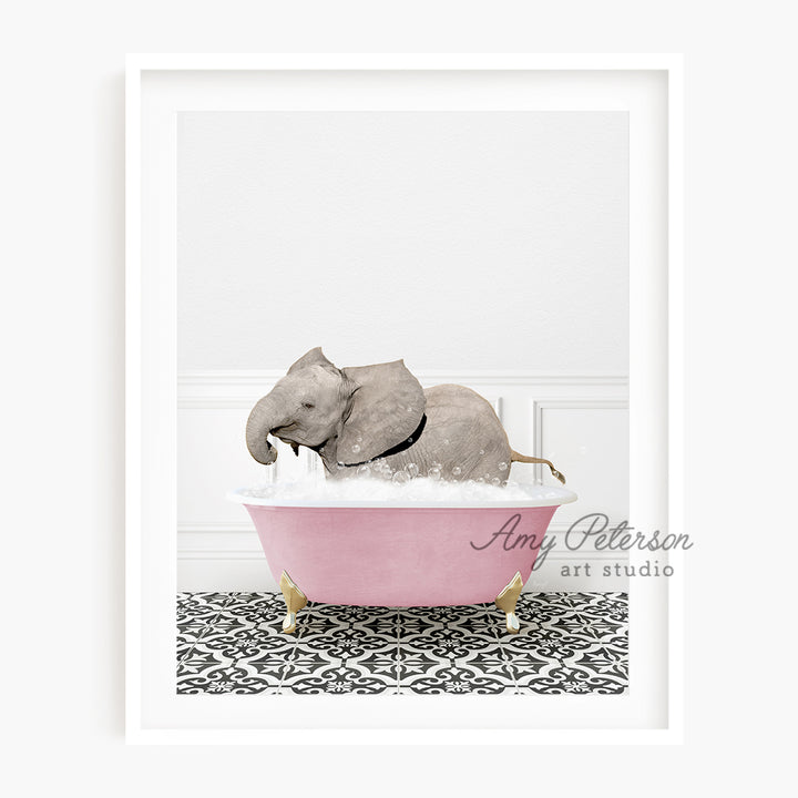 a picture of an elephant in a bathtub