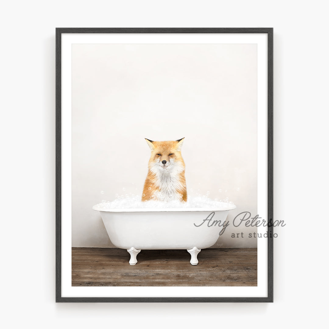 a picture of a fox in a bathtub