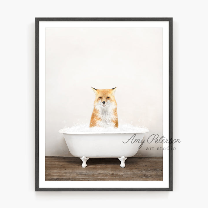 a picture of a fox in a bathtub