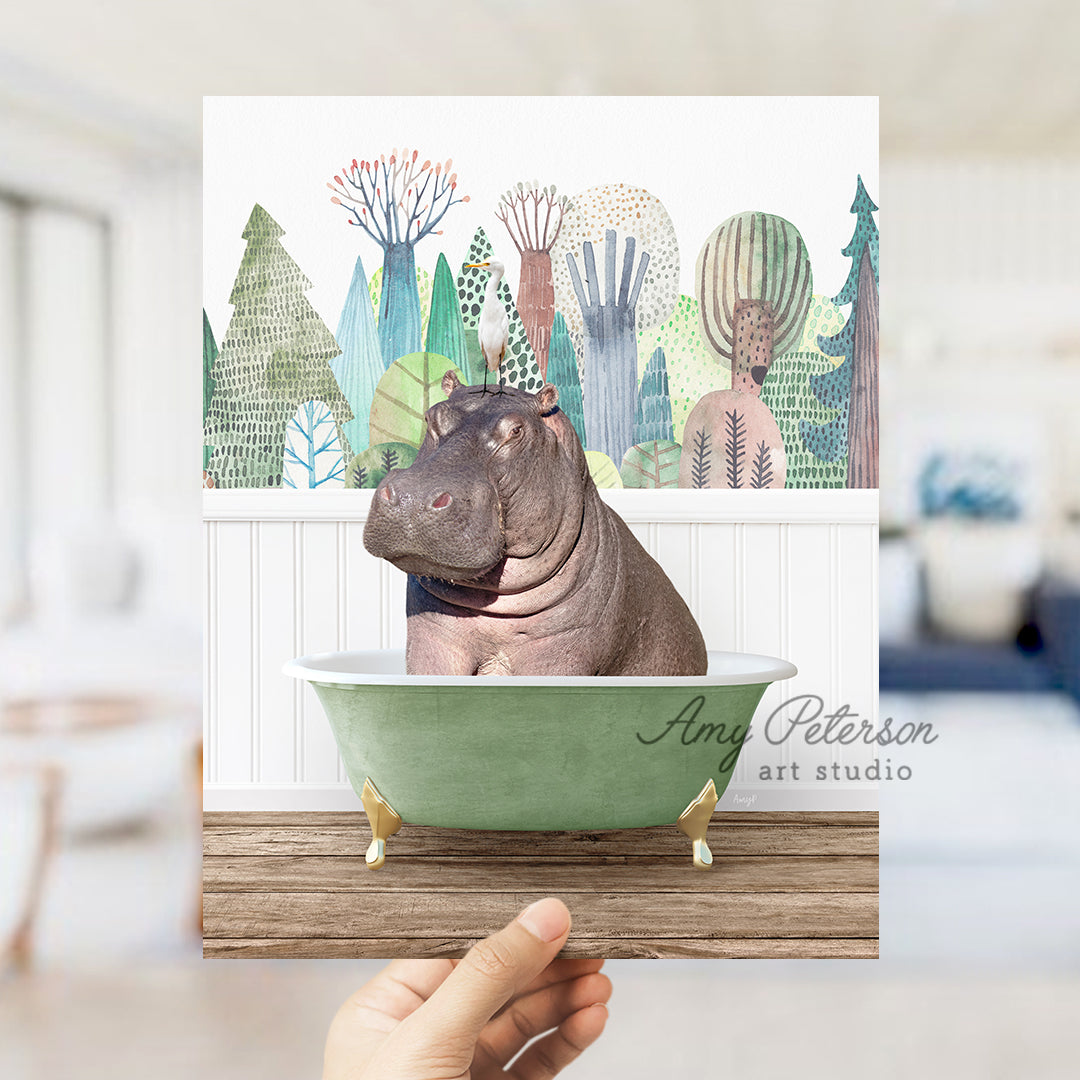 a hippopotamus in a green bowl on a table