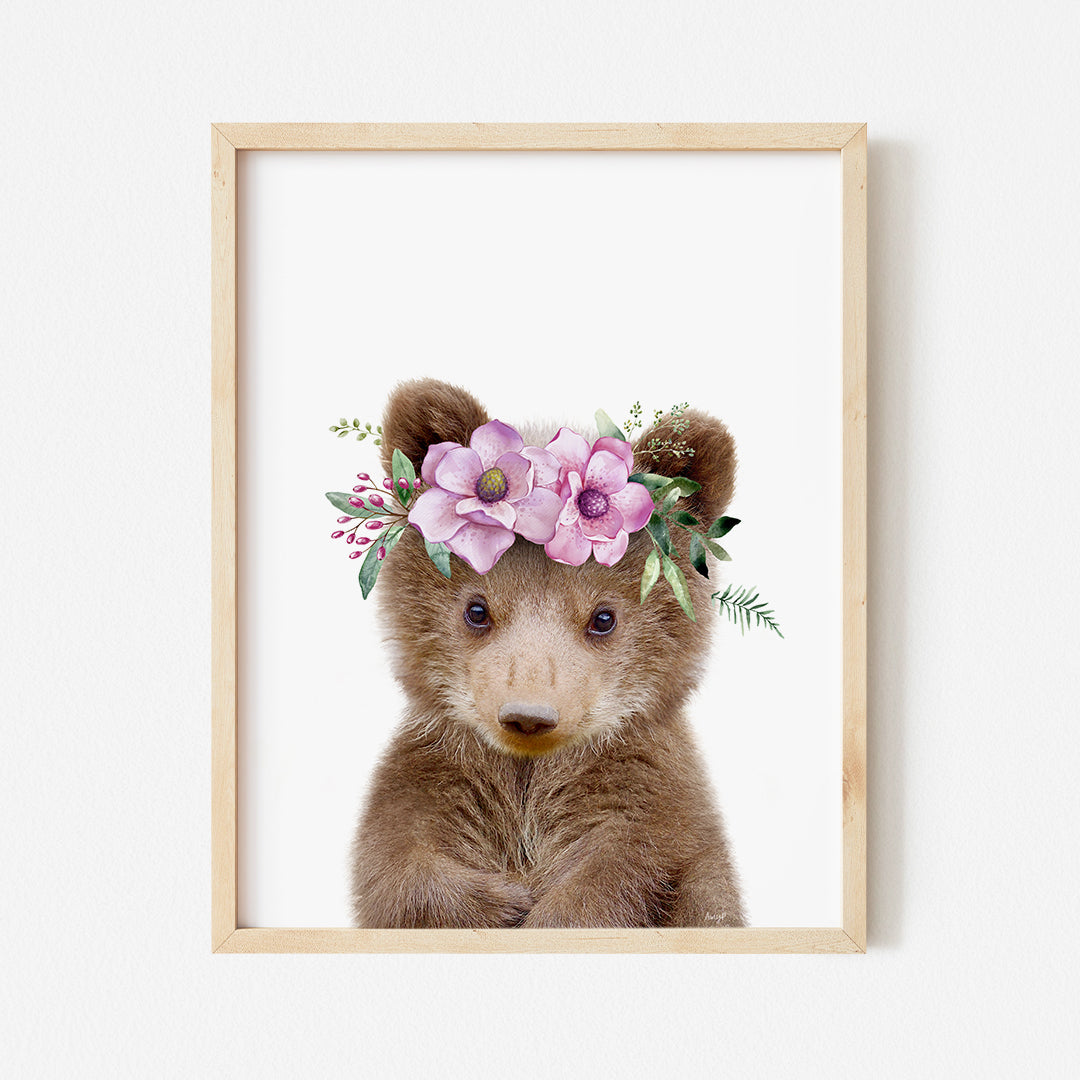 a picture of a teddy bear wearing a flower crown