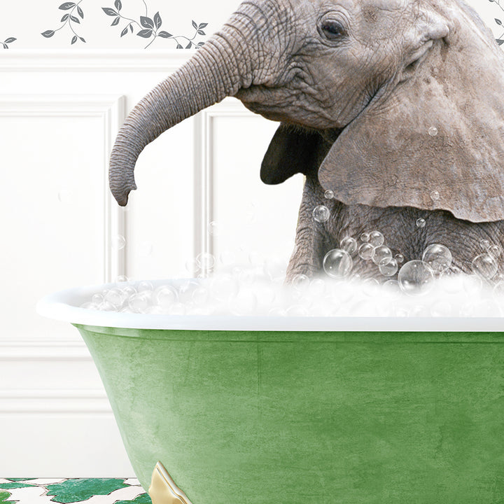 Baby Elephant No1 in Eclectic Green Bath